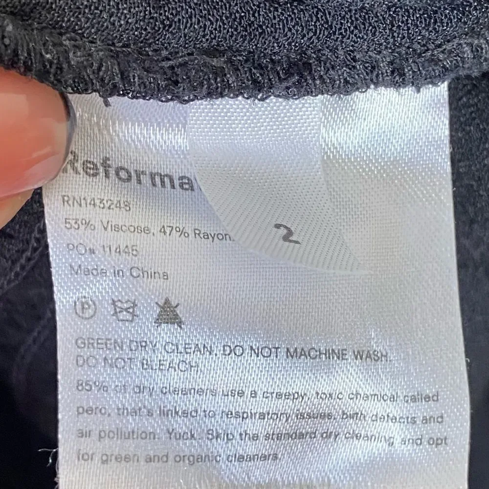 Reformation Reign Black Crop Top Blouse Size 2